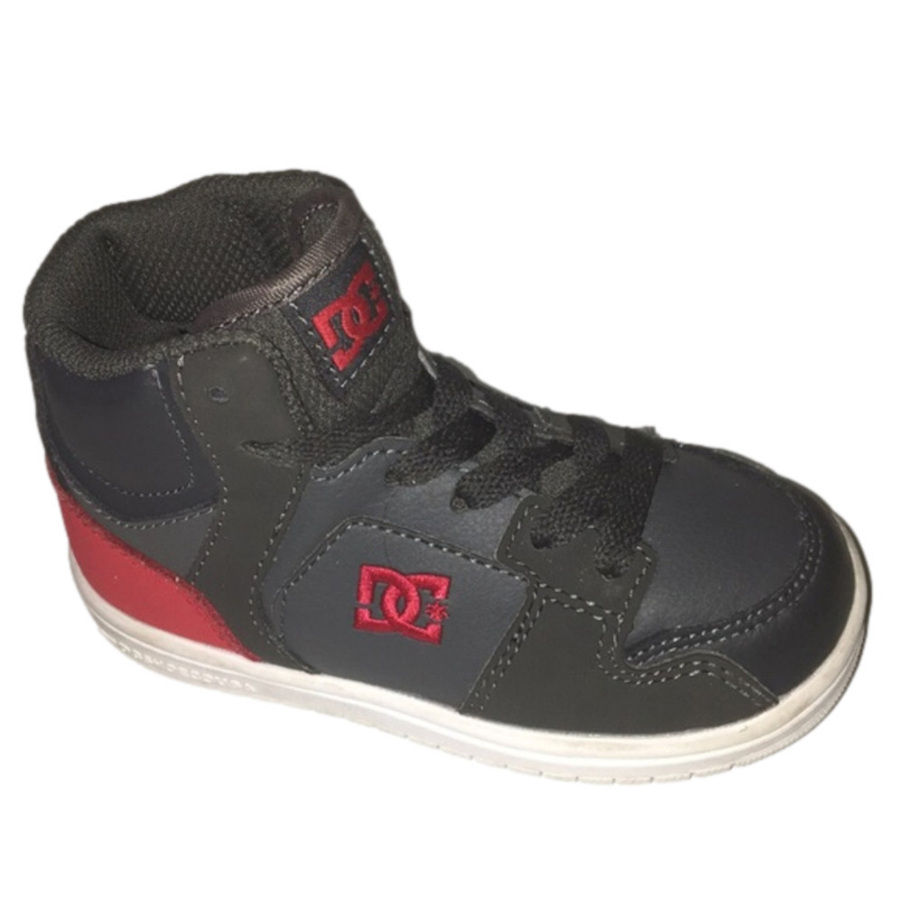 DC Shoe Co Gray and Red Kids Hi -top Sneakers
